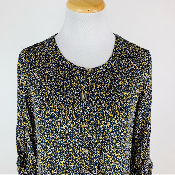 Anthropologie Maeve Printed Ruffle Sleeve Top Sz M - Picture 2 of 11